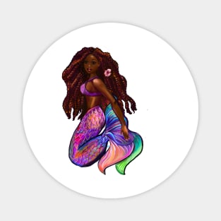 Mermaid Black African American woman with Afro hair in Red Locs mermaids Magnet